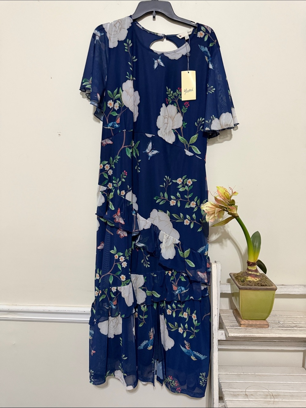NWT Yumi Mesh Bird and Floral Dress Size 18